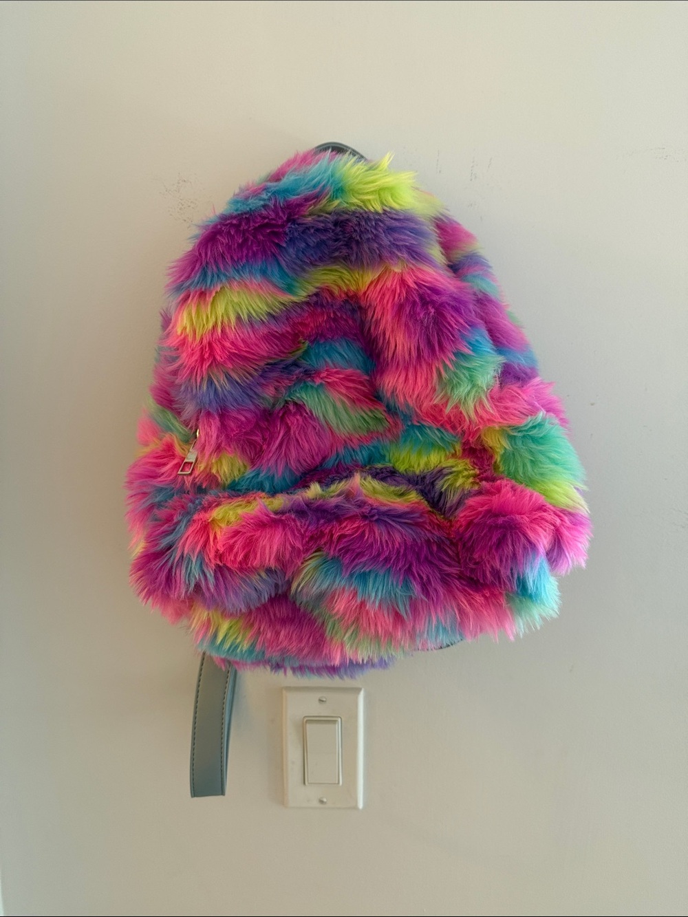 ACDCRAG rainbow faux fur plush backpack